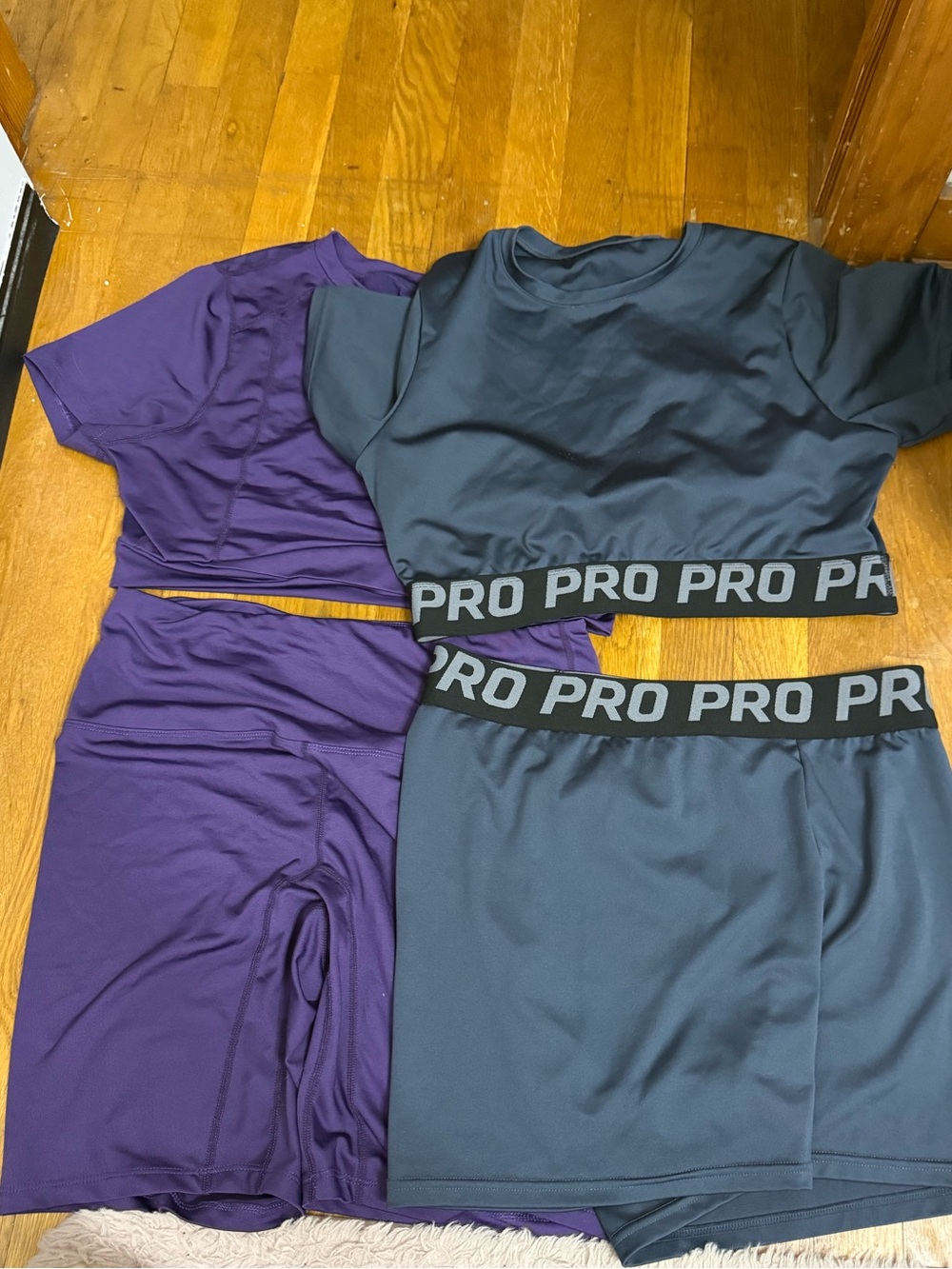 SHEIN Two Active TShirt/short Set in Purple and Blue Charcoal
